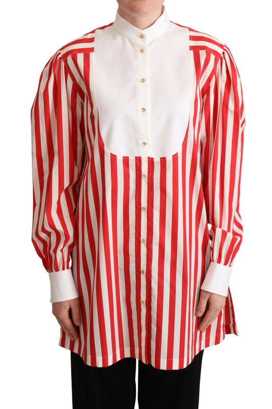 Dolce & Gabbana wit-rood gestreept formele overhemd met lange mouwen