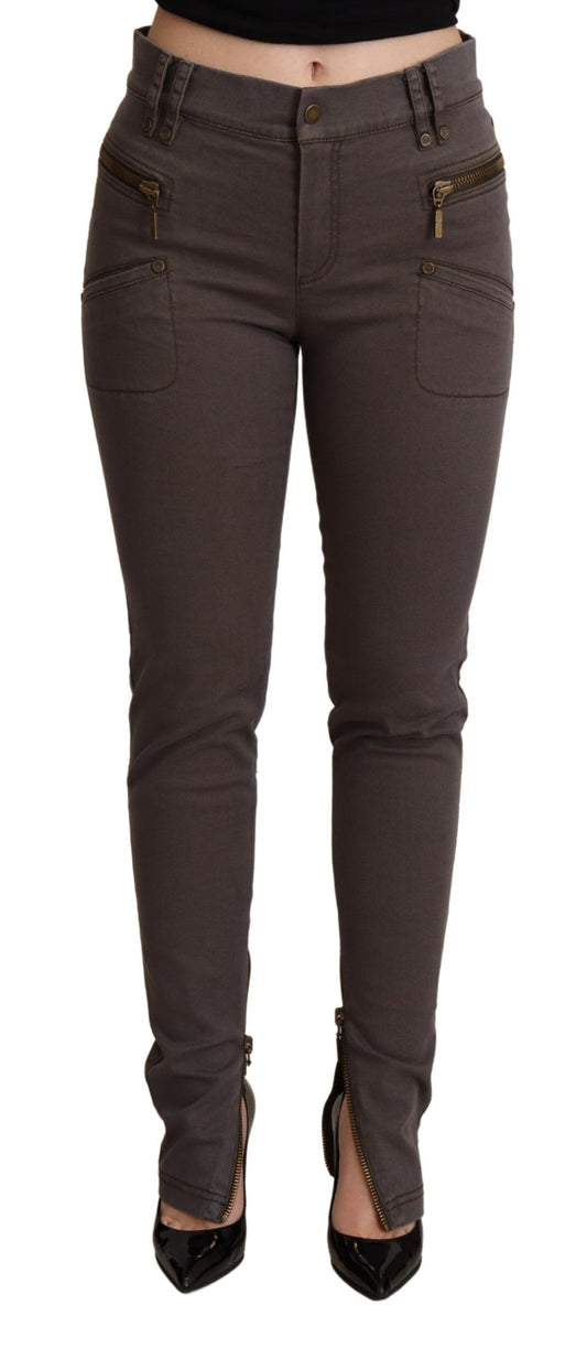 PLEIN SUD Bruine katoenen stretch skinny jeans