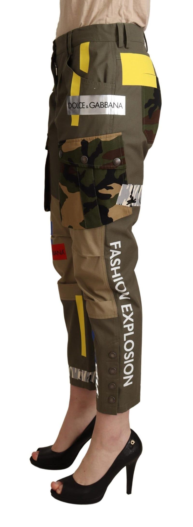 Pantalon cargo militaire en coton vert Dolce &amp; Gabbana