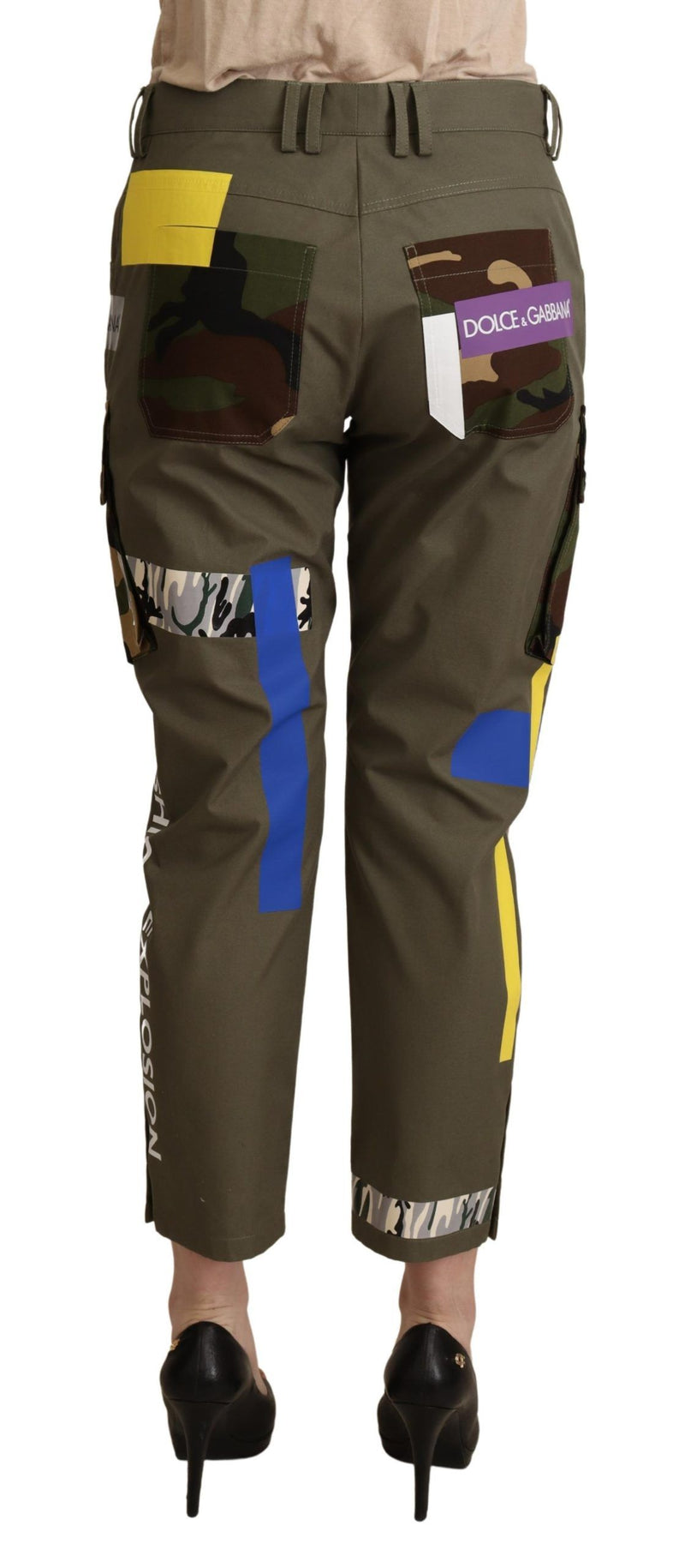 Pantalon cargo militaire en coton vert Dolce &amp; Gabbana
