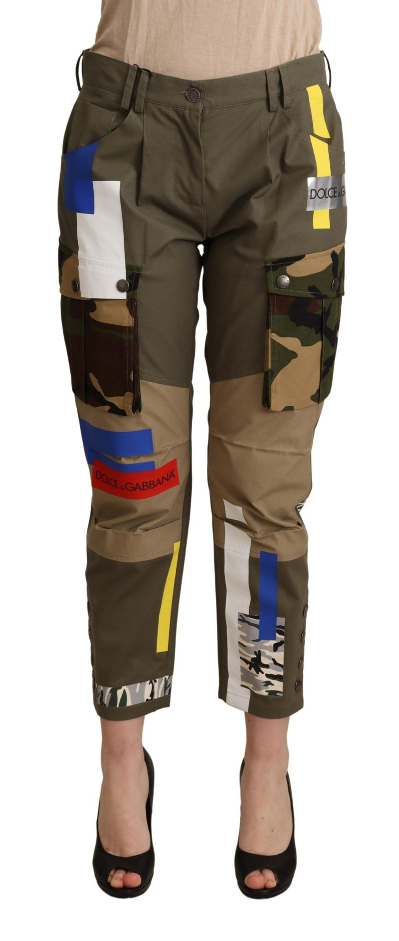 Pantalon cargo militaire en coton vert Dolce &amp; Gabbana