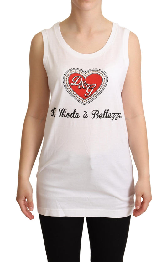 Dolce & Gabbana wit La Moda Crystal tanktop T-shirt
