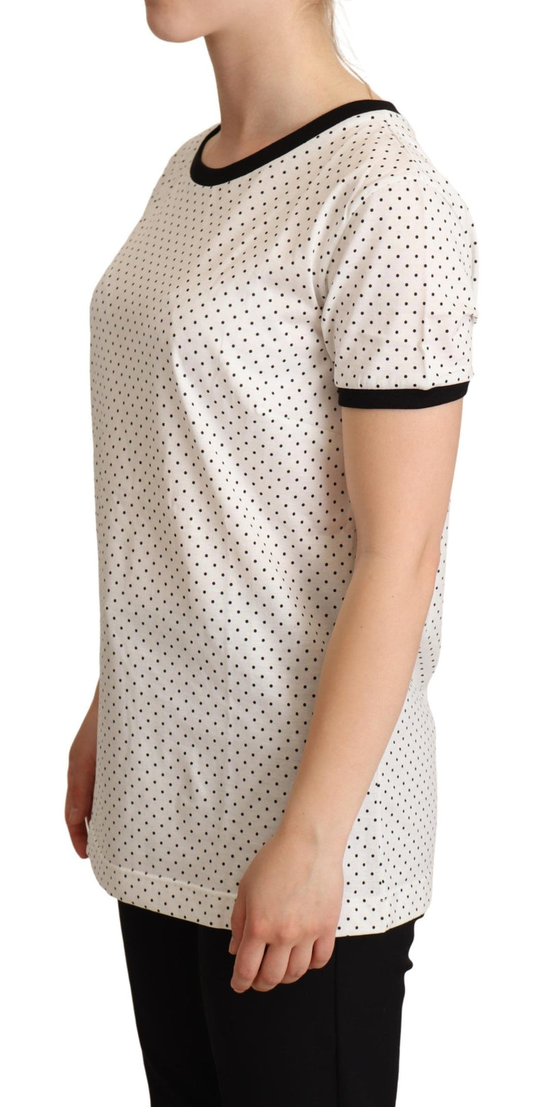 T-shirt en coton blanc à pois et col rond de Dolce &amp; Gabbana