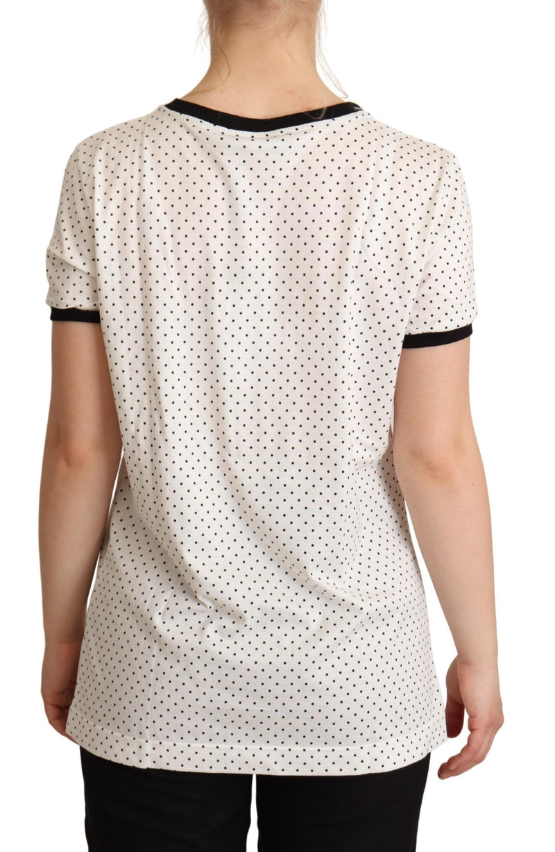 T-shirt en coton blanc à pois et col rond de Dolce &amp; Gabbana