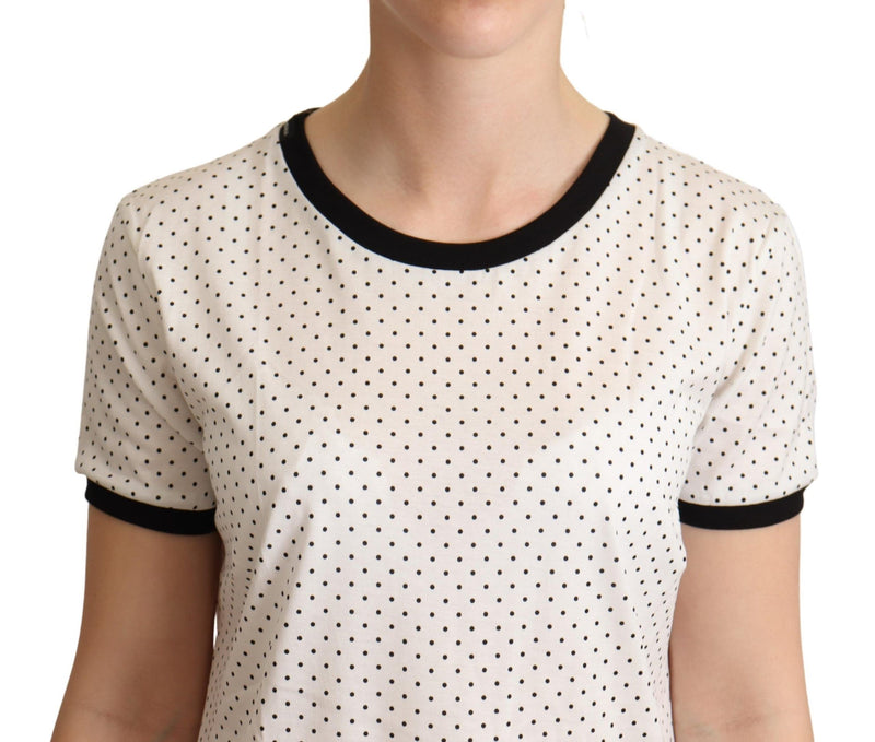 T-shirt en coton blanc à pois et col rond de Dolce &amp; Gabbana