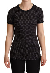 T-shirt en coton noir à pois et col rond de Dolce &amp; Gabbana