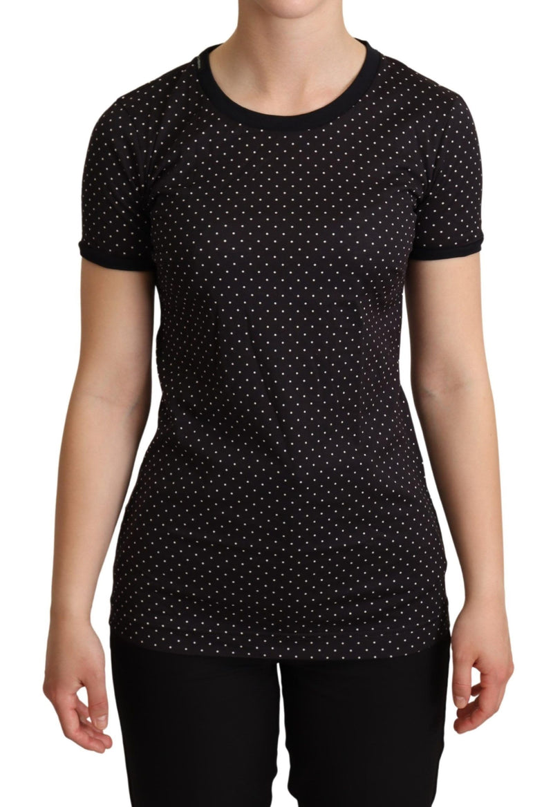 T-shirt en coton noir à pois et col rond de Dolce &amp; Gabbana