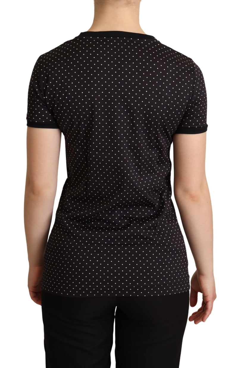 T-shirt en coton noir à pois et col rond de Dolce &amp; Gabbana