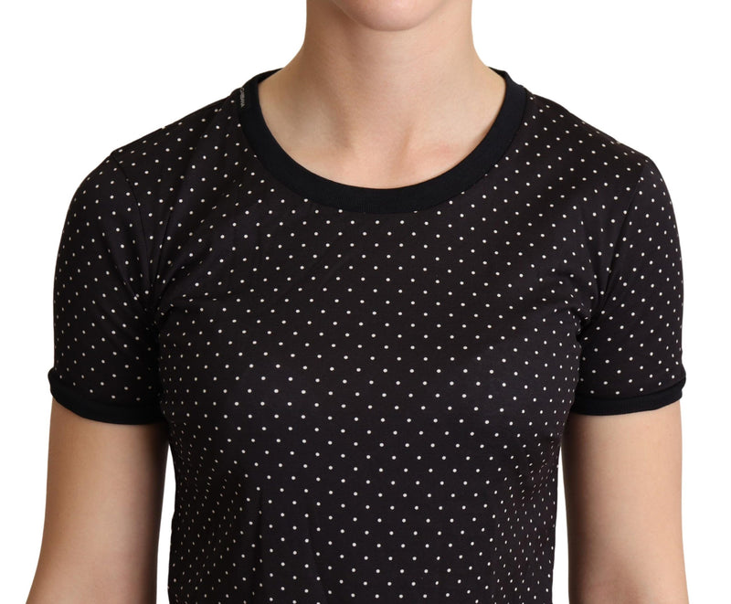T-shirt en coton noir à pois et col rond de Dolce &amp; Gabbana