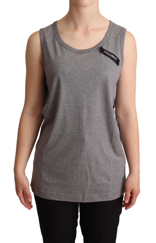 Dolce & Gabbana grijs, mouwloos, ronde hals, tanktop/T-shirt