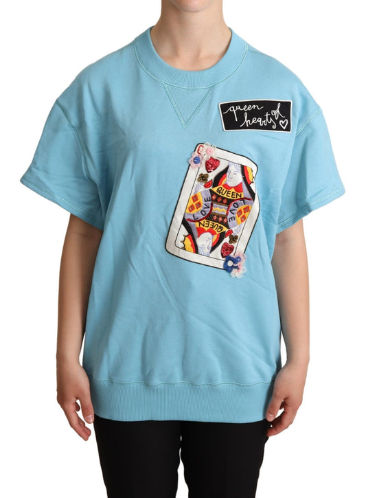 Dolce & Gabbana Blauw Queen Of Hearts Card Sweater T-shirt