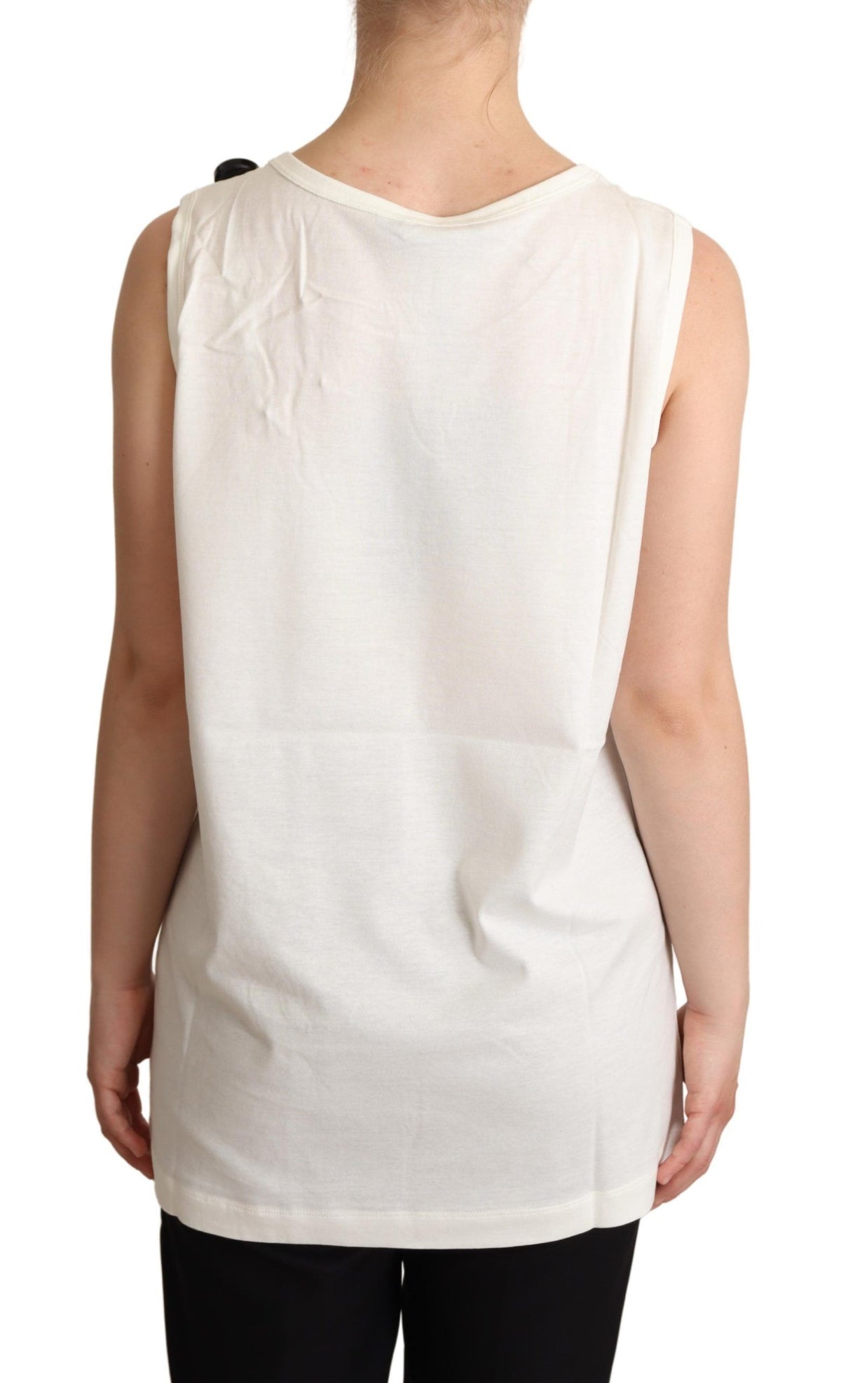 T-shirt blanc Dolce &amp; Gabbana à imprimé floral et broderies en forme de chien