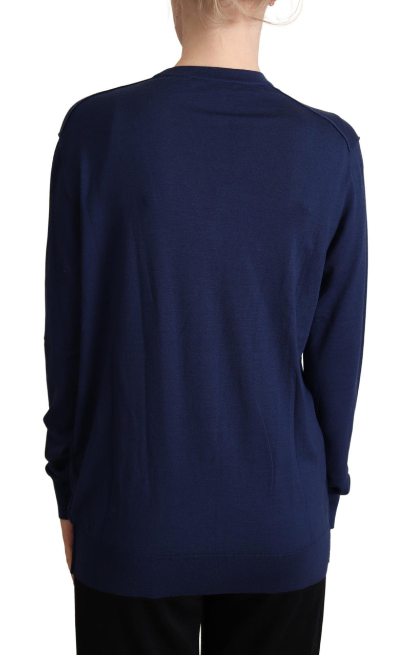 Pull cardigan à boutons en laine vierge bleue de Dolce &amp; Gabbana