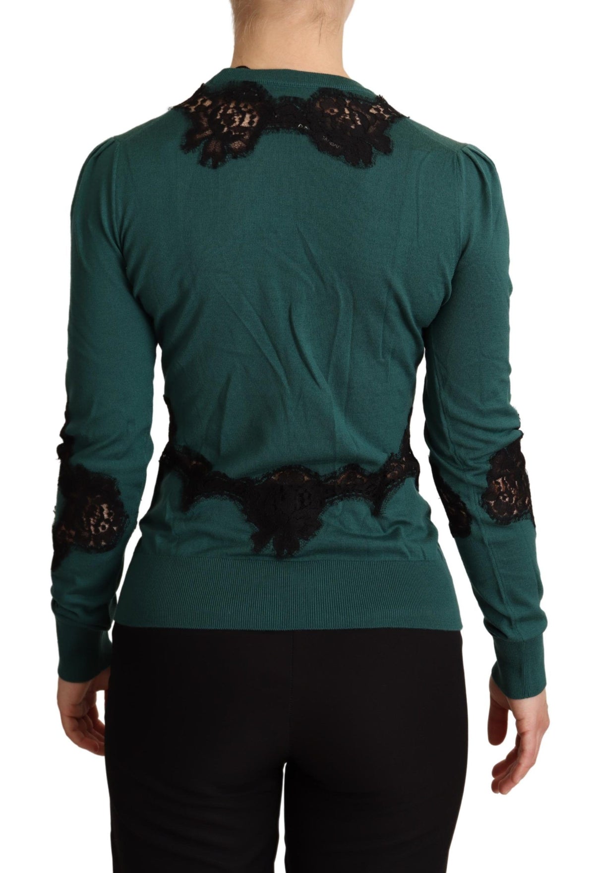 Pull en laine à col rond vert de Dolce &amp; Gabbana