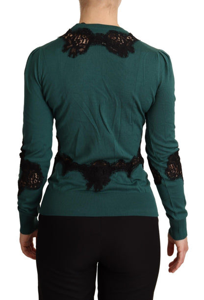 Pull en laine à col rond vert de Dolce & Gabbana
