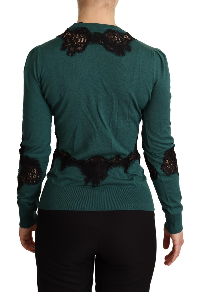 Pull en laine à col rond vert de Dolce &amp; Gabbana