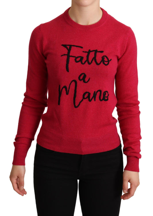 Pull en cachemire et laine rose brodé de Dolce & Gabbana