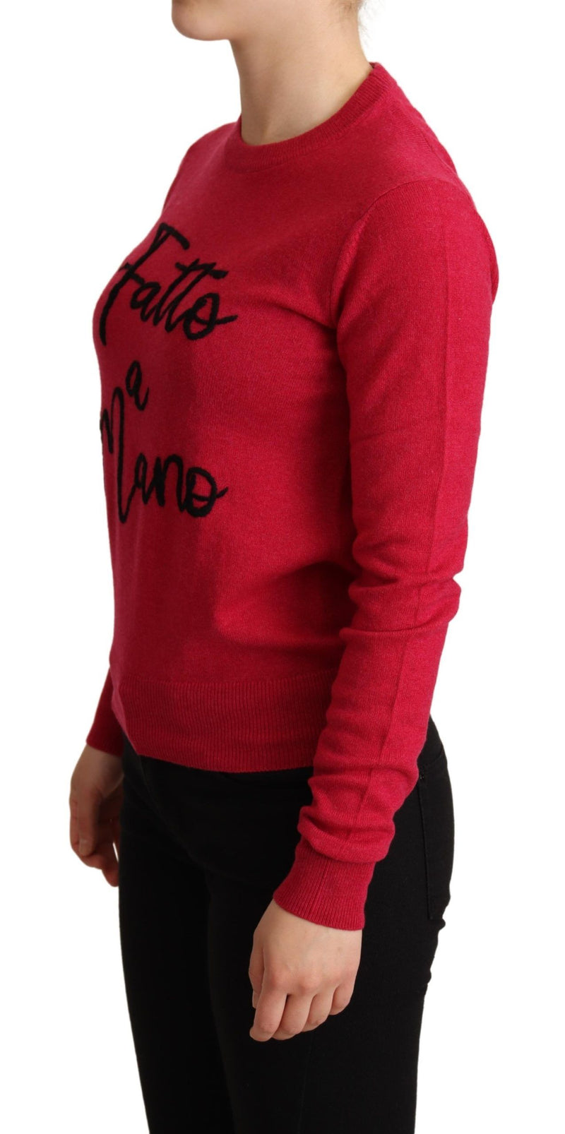 Pull en cachemire et laine rose brodé de Dolce &amp; Gabbana