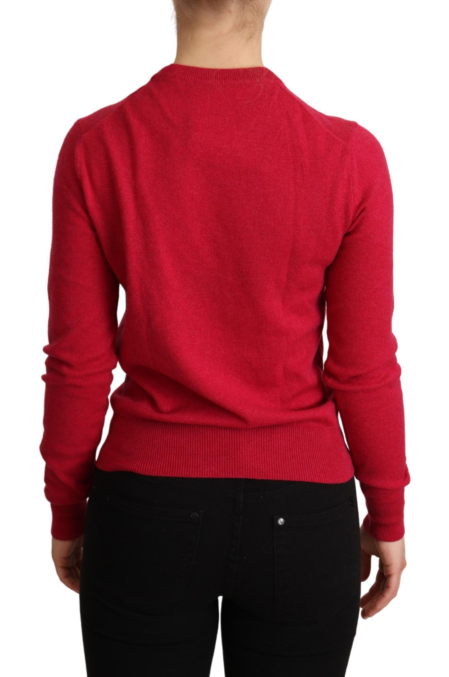 Pull en cachemire et laine rose brodé de Dolce & Gabbana