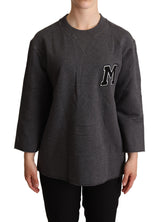 Pull en tricot gris brodé pour femme de Dolce &amp; Gabbana