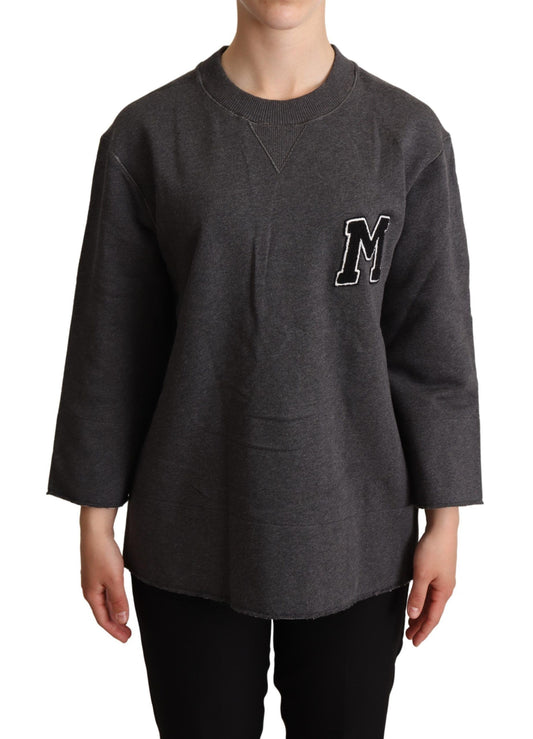 Pull en tricot gris brodé pour femme de Dolce & Gabbana