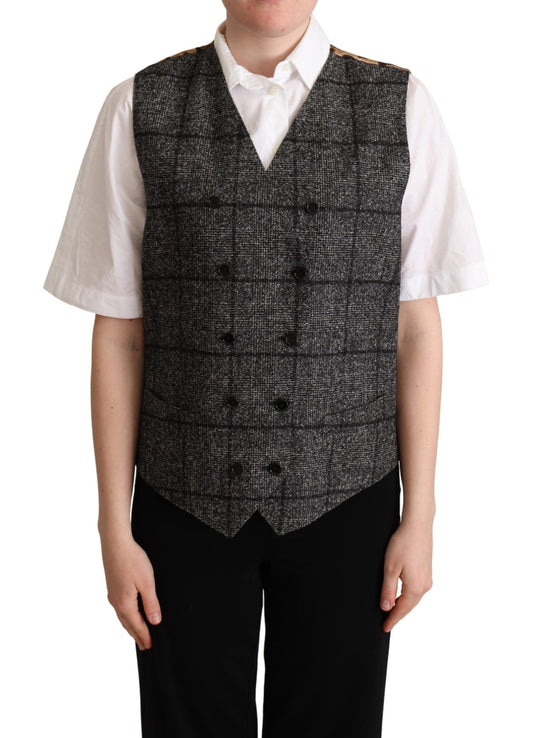 Gilet en laine grise à imprimé léopard Dolce & Gabbana