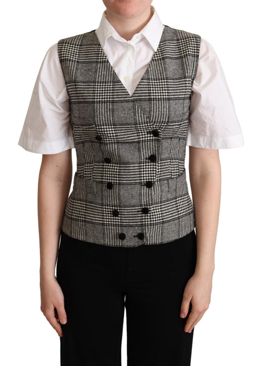 Gilet sans manches à carreaux gris de Dolce & Gabbana