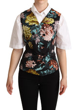 Gilet sans manches en jacquard noir à motifs floraux de Dolce &amp; Gabbana