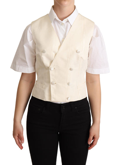 Gilet sans manches en soie beige Dolce & Gabbana