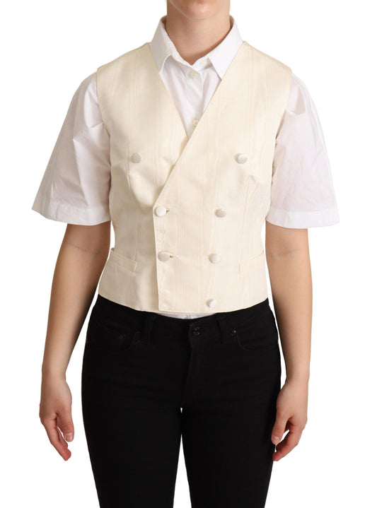 Gilet sans manches en soie beige Dolce & Gabbana
