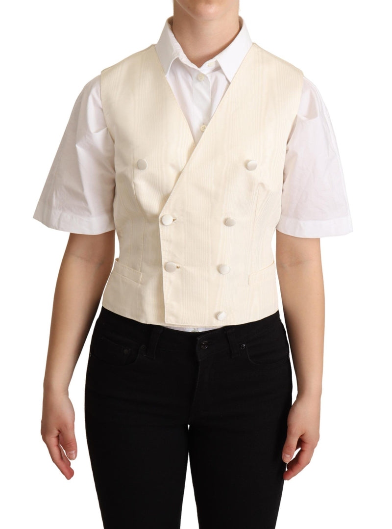 Gilet sans manches en soie beige Dolce &amp; Gabbana