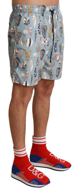 Short de bain bleu à motifs de coquillages Dolce &amp; Gabbana
