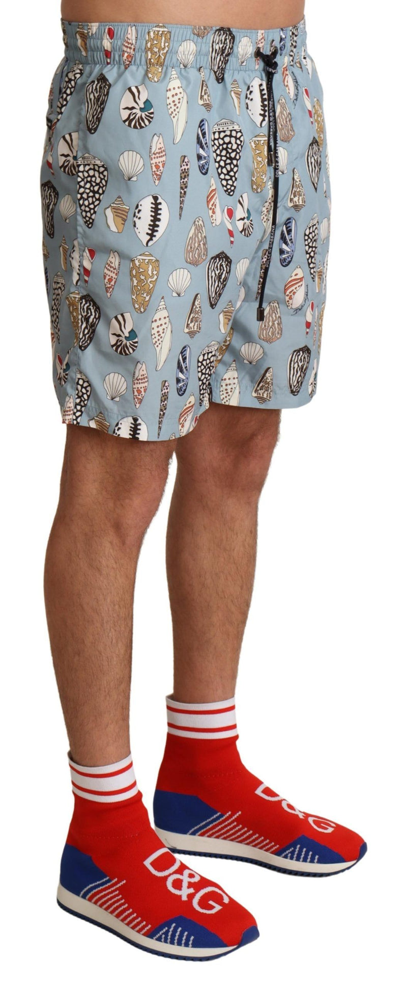 Short de bain bleu à motifs de coquillages Dolce &amp; Gabbana