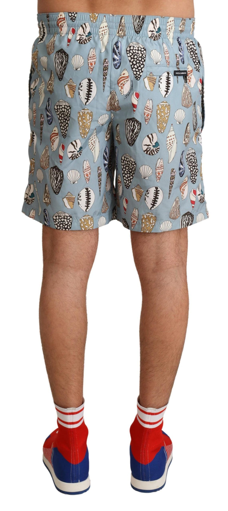 Short de bain bleu à motifs de coquillages Dolce &amp; Gabbana
