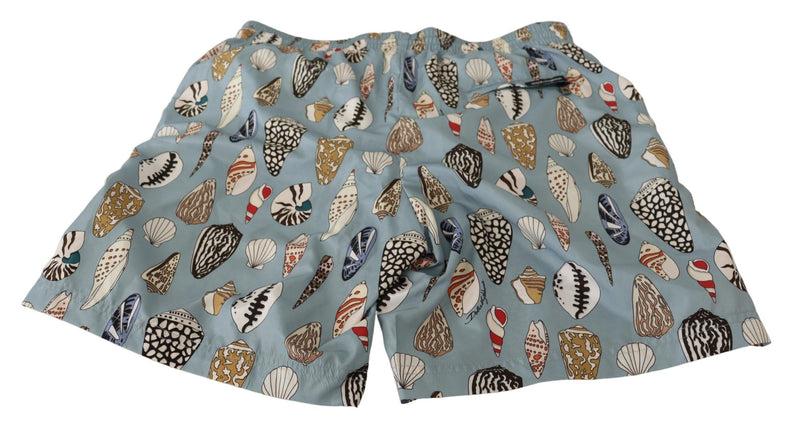 Short de bain bleu à motifs de coquillages Dolce &amp; Gabbana