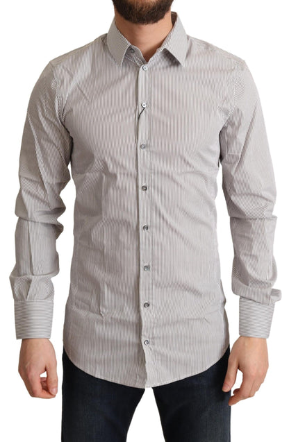Chemise SICILY pour homme, grise en coton, coupe slim, Dolce & Gabbana