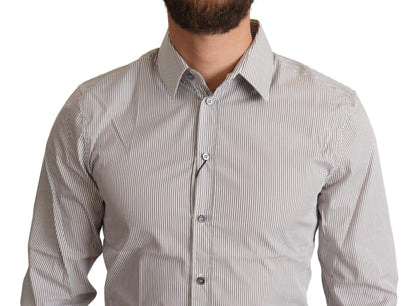 Chemise SICILY pour homme, grise en coton, coupe slim, Dolce & Gabbana