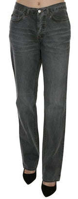 Jean droit taille mi-hauteur, gris délavé, Just Cavalli.