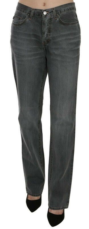 Jean droit taille mi-hauteur, gris délavé, Just Cavalli.