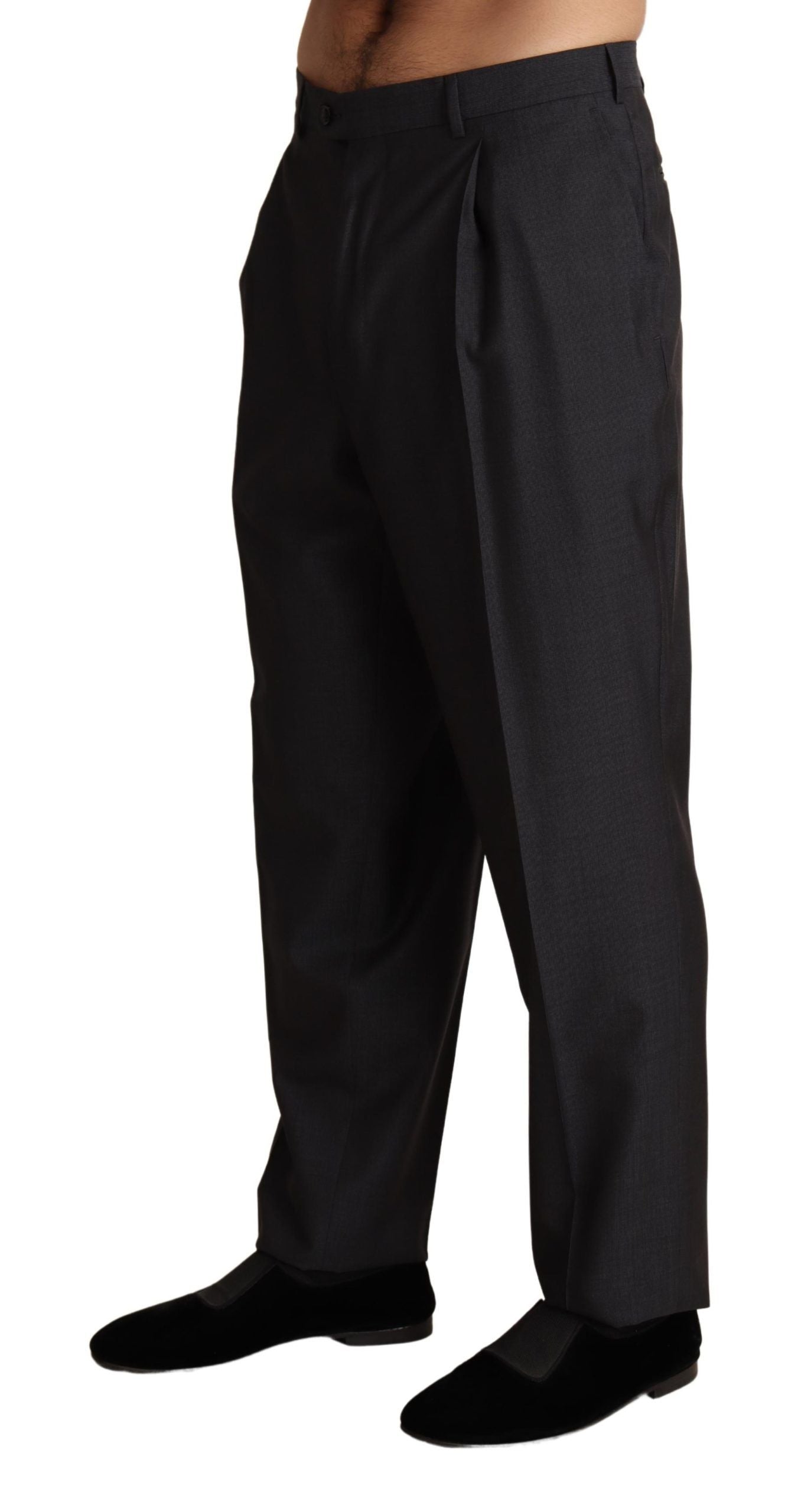 Pantalon tailleur gris en laine mélangée Dolce & Gabbana