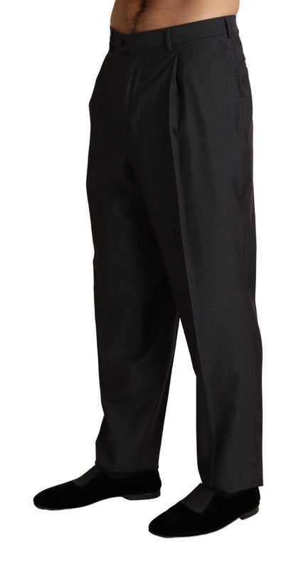 Pantalon tailleur gris en laine mélangée Dolce & Gabbana