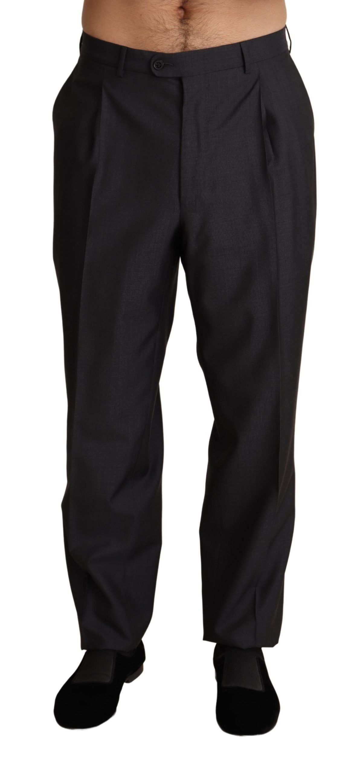 Pantalon tailleur gris en laine mélangée Dolce &amp; Gabbana