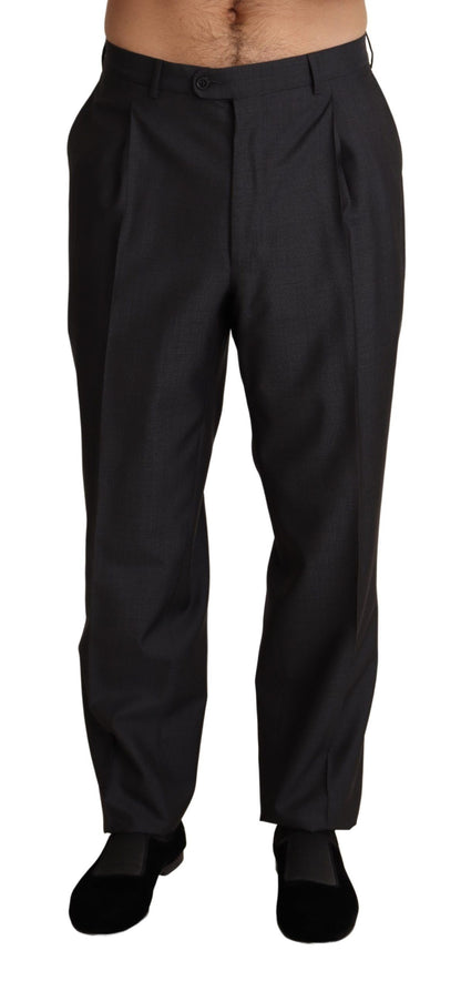 Pantalon tailleur gris en laine mélangée Dolce & Gabbana