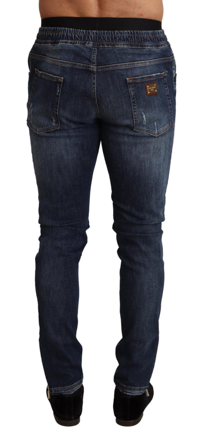 Jeans en jean bleu en coton extensible et délavé de Dolce & Gabbana