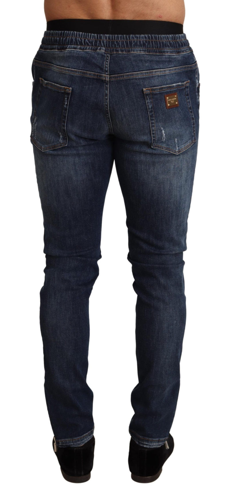 Dolce &amp; Gabbana blauwe, rekbare, versleten denim jeans van katoen