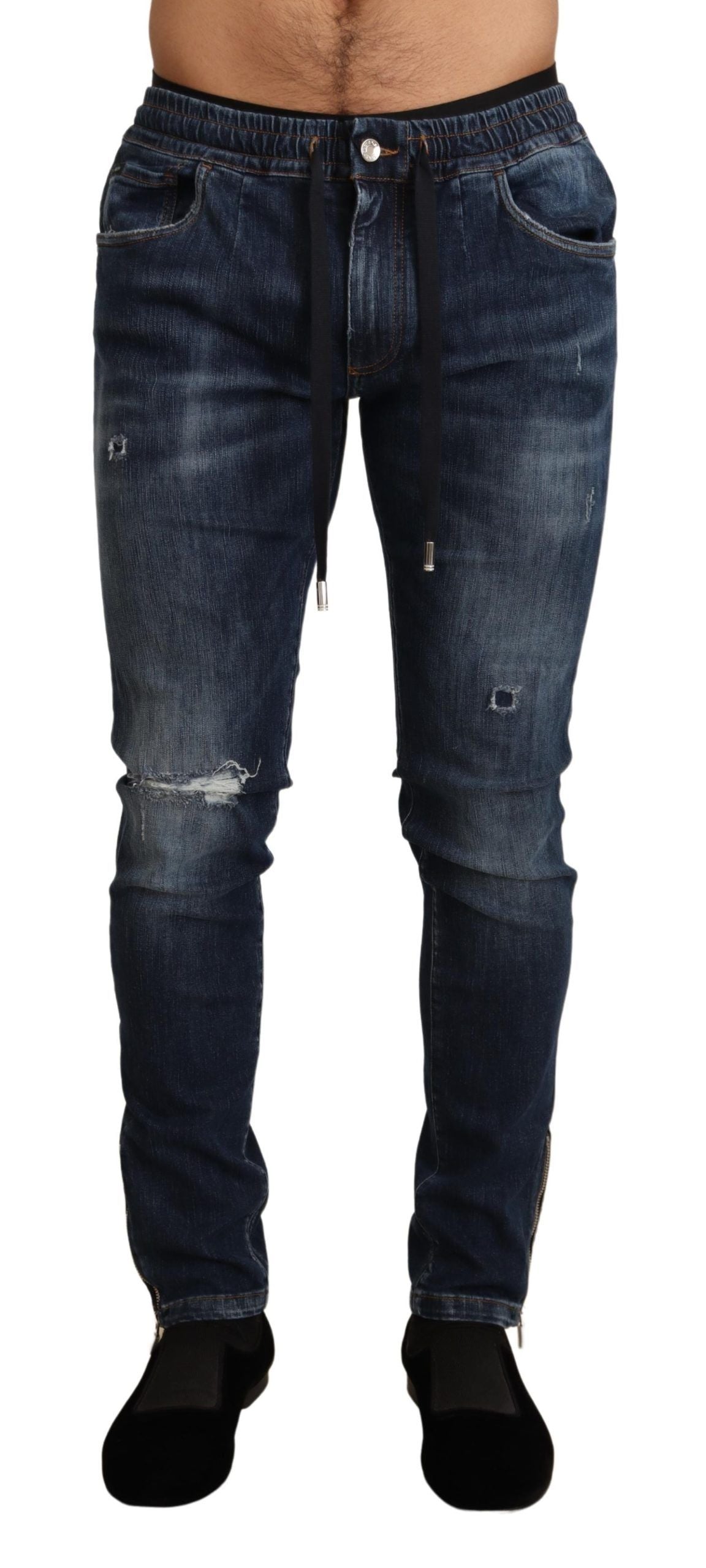Jeans en jean bleu en coton extensible et délavé de Dolce & Gabbana