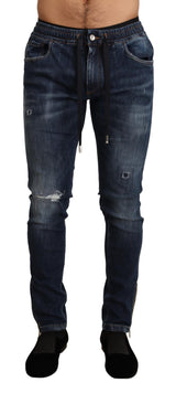 Jeans en jean bleu en coton extensible et délavé de Dolce &amp; Gabbana