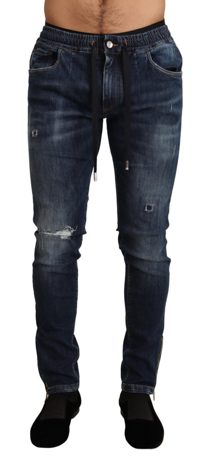 Jeans en jean bleu en coton extensible et délavé de Dolce & Gabbana