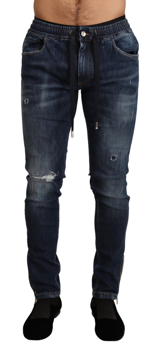 Jeans en jean bleu en coton extensible et délavé de Dolce & Gabbana