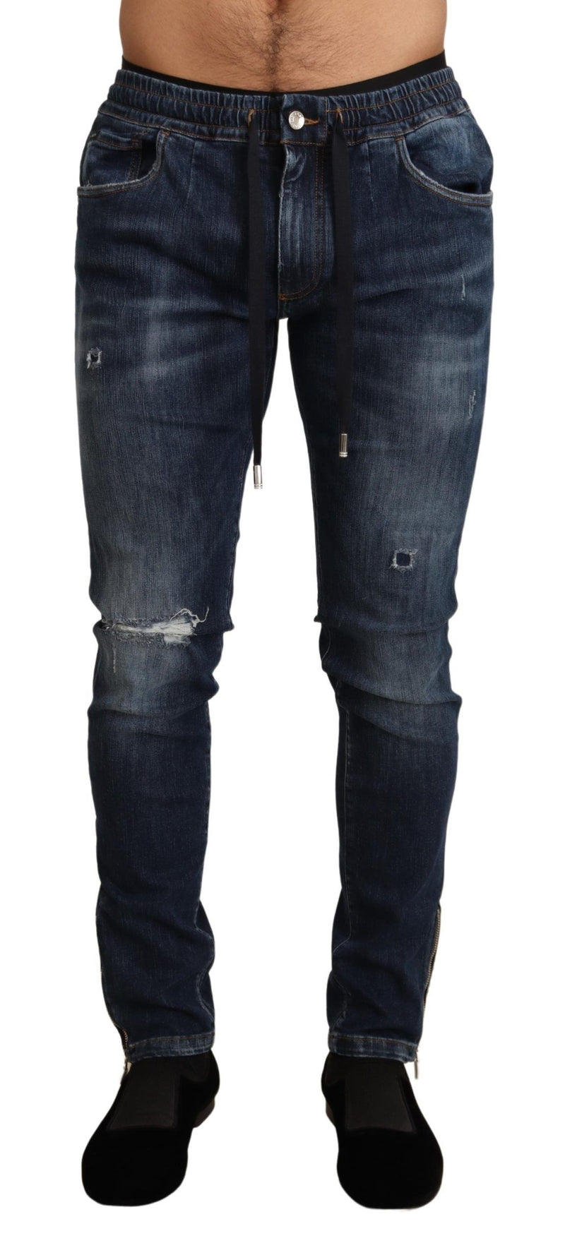 Dolce &amp; Gabbana blauwe, rekbare, versleten denim jeans van katoen
